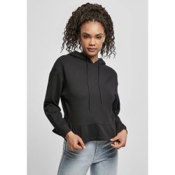 Дамски суичър Urban classics Ladies Organic Volants hoodie - Black (Black) дамски,суичър,мъжки,пуловери,urban,classics,ladies,organic,volants,hoodie,black,(black)