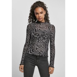 фланелка,с,дълъг,ръкав,дамски,блузи,дамски,ризи,urban,classics,turtleneck,top,aop,mesh,long,sleeve,blouse,grey,(dark,gray,black)