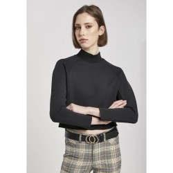 Блуза Urban classics Interlock Short Crew sweater - Black (Black) блуза,дамски,пуловери,дамски,плетени,дрехи,urban,classics,interlock,short,crew,sweater,black,(black)