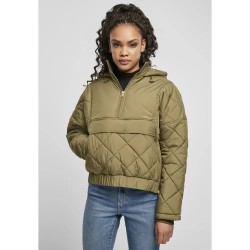 Яке Urban classics Oversized Diamond Quilted Pull Over Big jacket - Green (Olive Green) яке,дамски,якета,и,палта,urban,classics,oversized,diamond,quilted,pull,over,big,jacket,green,(olive,green)