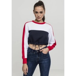 тениска,дамски,тениски,urban,classics,3,tone,stripe,crew,t,shirt,navy,blue,white,red,(blue)