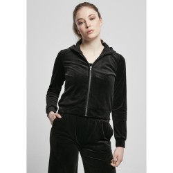 блуза,дамски,блузи,urban,classics,sweatshirt,velvet,zip,big,black