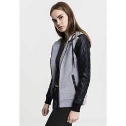 блуза,дамски,блузи,urban,classics,sweatshirt,diamond,zip,grey