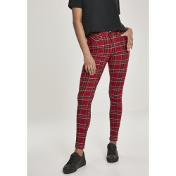 панталони,дамски,панталони,urban,classics,trousers,skinny,tartan,gt,red