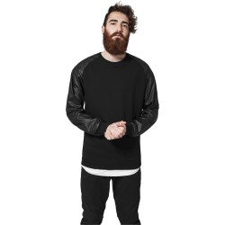 тениска,мъжки,тениски,urban,classics,raglan,leather,imitation,crew,t,shirt,black