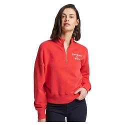 блуза,дамски,блузи,superdry,code,core,sport,half,zip,sweatshirt,red