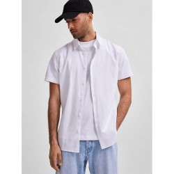 риза,с,къс,ръкав,мъжки,ризи,selected,slim,new,linen,classic,short,sleeve,shirt,white,(white)