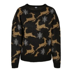 блуза,дамски,пуловери,дамски,плетени,дрехи,urban,classics,oversized,christmas,sweater,black,(black,gold)