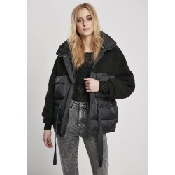 Яке Urban classics Sherpa Mix Puffer jacket - Black (Black) яке,дамски,якета,и,палта,urban,classics,sherpa,mix,puffer,jacket,black,(black)