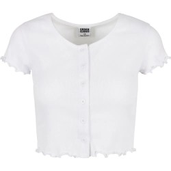 тениска,дамски,тениски,urban,classics,cropped,button,up,rib,short,sleeve,t,shirt,white,(white)
