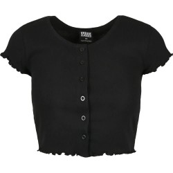 тениска,дамски,тениски,urban,classics,cropped,button,up,rib,big,short,sleeve,t,shirt,black,(black)