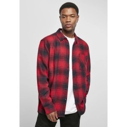Карирана риза Urban classics Checked Grunge long sleeve shirt - Black (Black / Red) карирана,риза,мъжки,ризи,urban,classics,checked,grunge,long,sleeve,shirt,black,(black,red)
