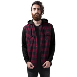 мъжки,ризи,urban,classics,hooded,ed,flanell,sweat,leeve,shirt,black,(black,bordeaux,black)