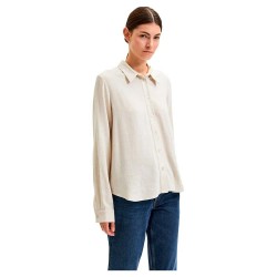 риза,с,дълъг,ръкав,дамски,блузи,дамски,ризи,selected,viva,long,sleeve,shirt,beige