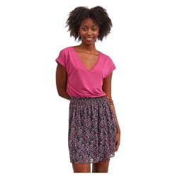 тениска,дамски,тениски,vila,modala,detail,short,sleeve,v,neck,t,shirt,pink,(magenta,haze)