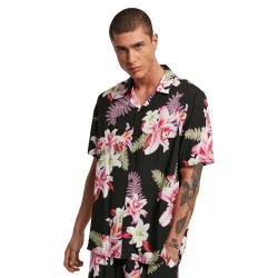 риза,с,къс,ръкав,мъжки,ризи,urban,classics,viscose,aop,resort,short,sleeve,shirt,black,(dark,jungle)