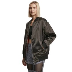 Яке Urban classics Oversized Satin bomber jacket - Black (Black) яке,дамски,якета,и,палта,urban,classics,oversized,satin,bomber,jacket,black,(black)