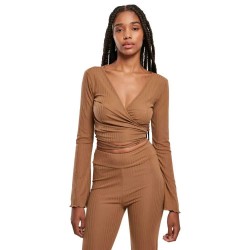блуза,дамски,блузи,urban,classics,wrapped,sweatshirt,dark,taupe,(brown)