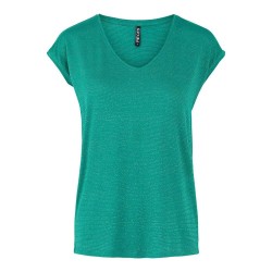 тениска,дамски,тениски,pieces,billo,lurex,short,sleeve,v,neck,t,shirt,green,(pepper,green,detail,gold,lurex)