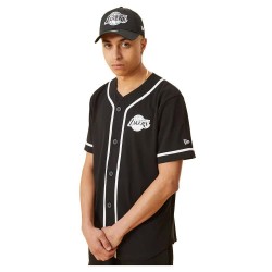 тениска,мъжки,тениски,new,era,distressed,logo,button,up,los,angeles,lakers,short,sleeve,t,shirt,black