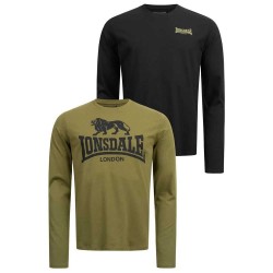 тениска,мъжки,тениски,lonsdale,ayrshire,long,sleeve,t,shirt,2,units,green,black,(black,olive)