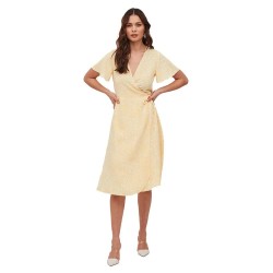 рокля,дамски,поли,и,рокли,vila,ovie,wrap,short,sleeve,midi,dress,green,(golden,haze,aop,sally)