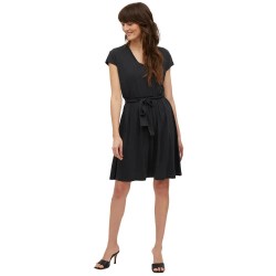 рокля,дамски,поли,и,рокли,vila,modala,belt,short,sleeve,short,dress,black,(black)