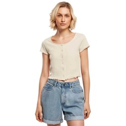 тениска,дамски,тениски,urban,classics,cropped,button,up,short,sleeve,t,shirt,beige,(soft,sea,grass)