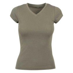 тениска,дамски,тениски,build,your,brand,basic,short,sleeve,v,neck,t,shirt,green,(spring,olive)