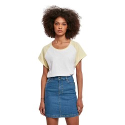 Тениска Urban classics Contrast Raglan short sleeve T-shirt - White (White / Soft Yellow) тениска,дамски,тениски,urban,classics,contrast,raglan,short,sleeve,t,shirt,white,(white,soft,yellow)