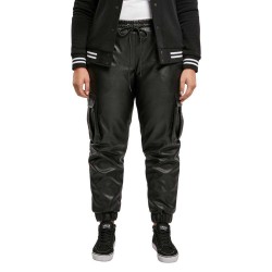 панталони,дамски,панталони,urban,classics,faux,leather,mid,waist,cargo,pants,black