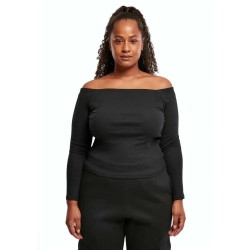 фланелка,с,дълъг,ръкав,дамски,топове,urban,classics,off,o,neck,long,sleeve,top,black