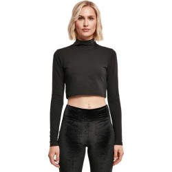 тениска,дамски,тениски,urban,classics,organic,cropped,long,sleeve,high,neck,t,shirt,black,(black)