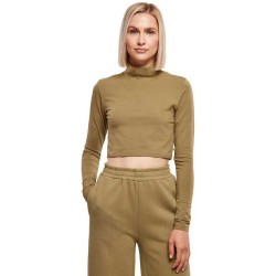 тениска,дамски,тениски,urban,classics,organic,cropped,long,sleeve,high,neck,t,shirt,tini,olive,(green)