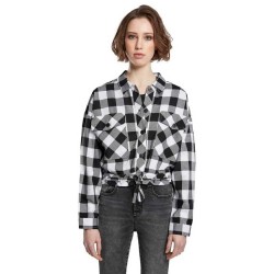 карирана,риза,дамски,блузи,дамски,ризи,urban,classics,oversized,check,long,sleeve,shirt,black,white,(black)