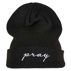 тениска,всички,шапки,mister,tee,pray,embroidery,beanie,black,(black,white)