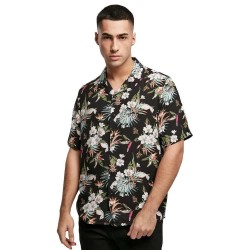 риза,с,къс,ръкав,мъжки,ризи,urban,classics,viscose,aop,resort,short,sleeve,shirt,black,tropical,(black)