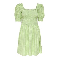 рокля,дамски,поли,и,рокли,only,flow,smock,short,sleeve,short,dress,green,(sap,green,checks,bright,white)