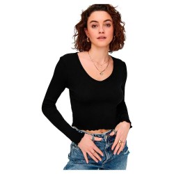 фланелка,с,дълъг,ръкав,дамски,топове,only,oda,v,neck,long,sleeve,top,black