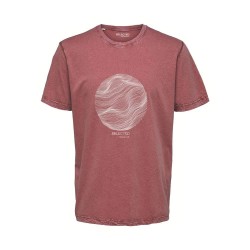 тениска,мъжки,тениски,selected,relax,bob,short,sleeve,t,shirt,marsala,(red)