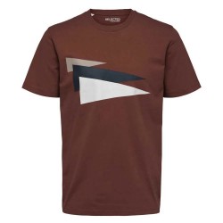 тениска,мъжки,тениски,selected,walker,short,sleeve,t,shirt,brown,(marsala)