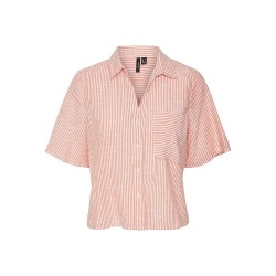 риза,с,къс,ръкав,дамски,блузи,дамски,ризи,vero,moda,jily,2,4,short,sleeve,shirt,spicy,orange,stripes,snow,white,(orange)