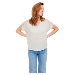 тениска,дамски,тениски,vero,moda,june,short,sleeve,v,neck,t,shirt,snow,white,(white)