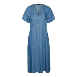 рокля,дамски,поли,и,рокли,vero,moda,liliana,calf,short,sleeve,long,dress,blue,(medium,blue,denim,pattern,dots)