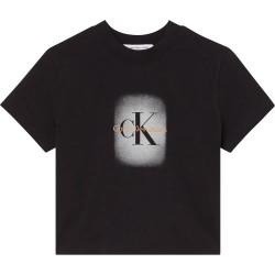 бебешка,тениска,дамски,тениски,calvin,klein,jeans,spray,monologo,baby,short,sleeve,t,shirt,black,(black)
