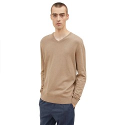блуза,мъжки,пуловери,tom,tailor,simple,knitted,v,neck,sweater,brown,(hazel,brown,melange)
