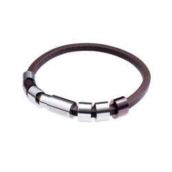 бижутерия,police,pj22653blc219,bracelet,silver,(silver,brown)