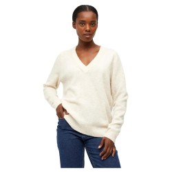 блуза,дамски,пуловери,дамски,плетени,дрехи,object,ellie,v,neck,sweater,sandshell,detail,melange,(beige)