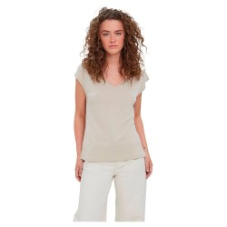 тениска,дамски,тениски,vero,moda,filli,short,sleeve,v,neck,t,shirt,beige,(silver,lining)