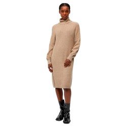 рокля,дамски,поли,и,рокли,object,malena,long,sleeve,high,neck,dress,brown,(fossil,detail,melange)